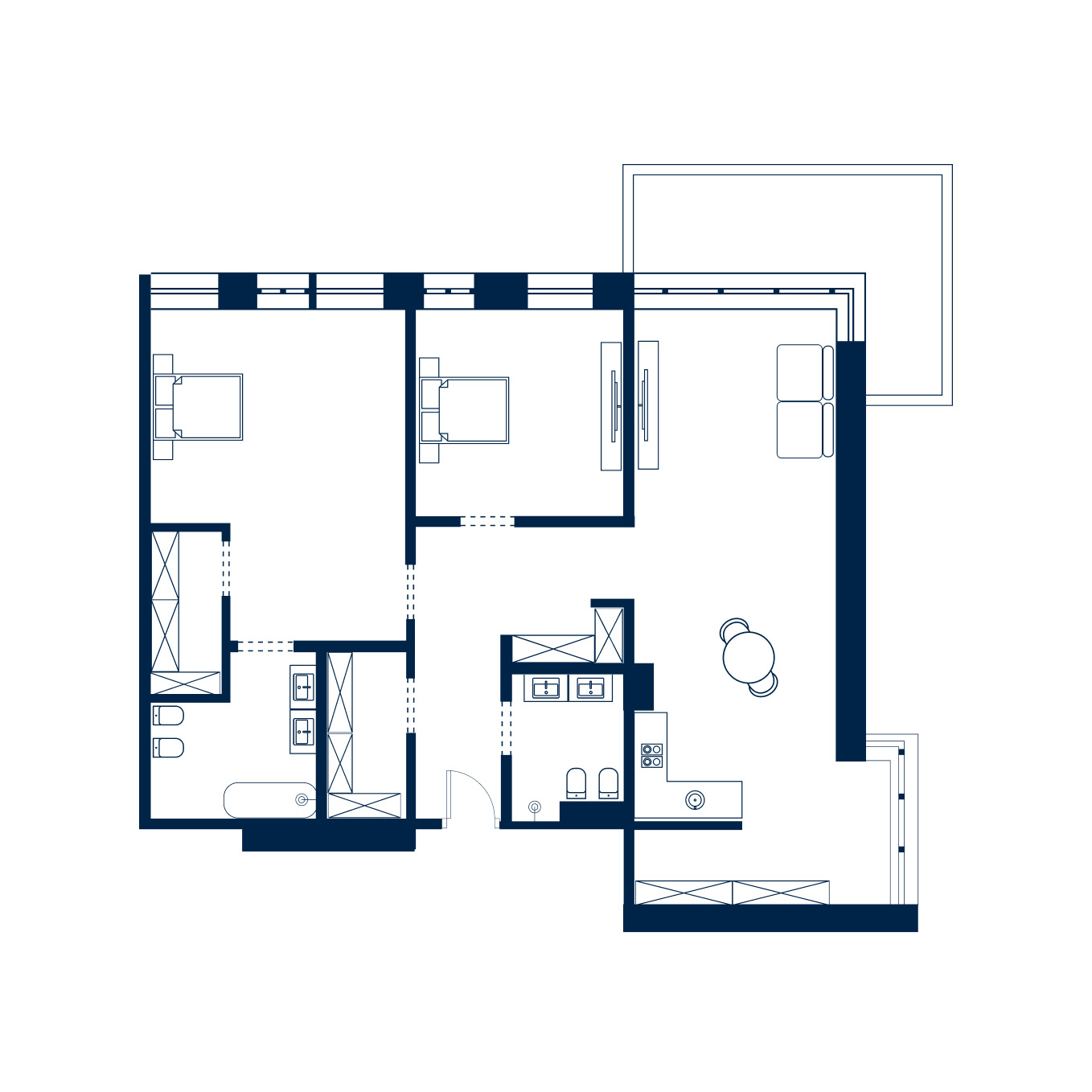 Планировка 54 м² · апт. 2093